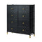 Oikiture 8‑Drawer Chest – Black PU/Fabric, Steel Frame, 98cm