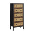 Oikiture 5 Chest of Drawers Rattan Fabric Dresser Tallboy