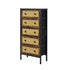 Oikiture 5 Chest of Drawers Rattan Fabric Dresser Tallboy