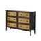 Chest of Drawers – 6‑Drawer Rattan Fabric Tallboy Storage Cabinet 120cm