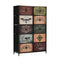Oikiture 10 Chest Of Drawers Retro Tallboy Printed Foldable Fabric