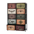 Oikiture 10 Chest Of Drawers Retro Tallboy Printed Foldable Fabric