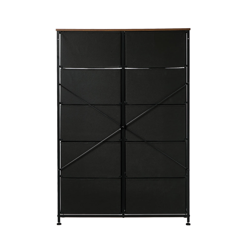 Oikiture 10 Chest Of Drawers Retro Tallboy Printed Foldable Fabric