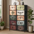 Oikiture 10 Chest Of Drawers Retro Tallboy Printed Foldable Fabric