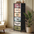 Oikiture 6 Chest Of Drawers Retro Tallboy Printed Foldable Fabric