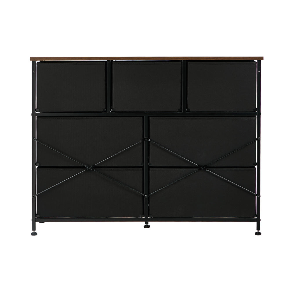 Oikiture 7 Chest Of Drawers Retro Tallboy Printed Foldable Fabric