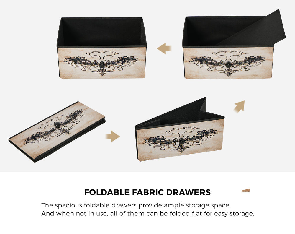 Oikiture 7 Chest Of Drawers Retro Tallboy Printed Foldable Fabric
