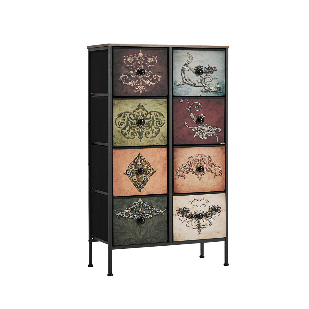 Oikiture 8 Chest Of Drawers Retro Tallboy Printed Foldable Fabric