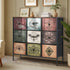 Oikiture 9 Chest Of Drawers Retro Tallboy Printed Foldable Fabric