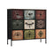 Oikiture 9 Chest Of Drawers Retro Tallboy Printed Foldable Fabric