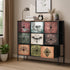 Oikiture 9 Chest Of Drawers Retro Tallboy Printed Foldable Fabric