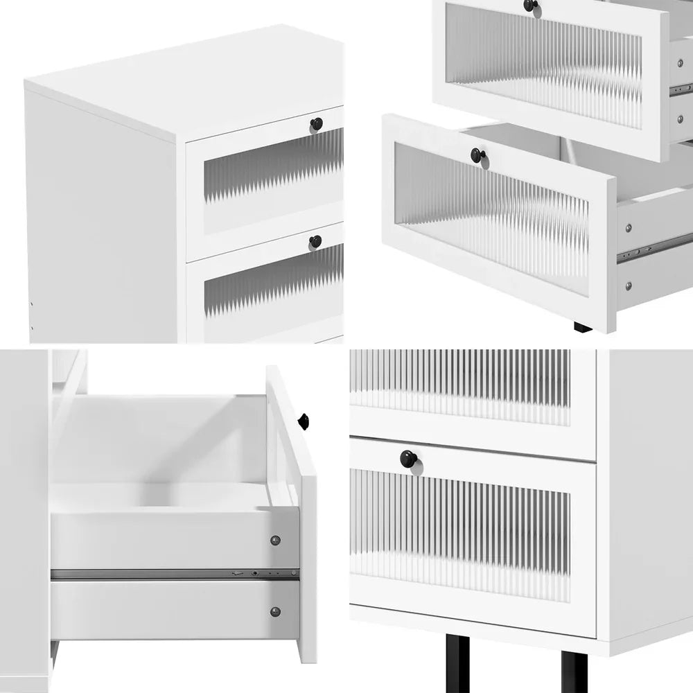 4 Chest of Drawers Tallboy Dresser Cabinet White Set of 2