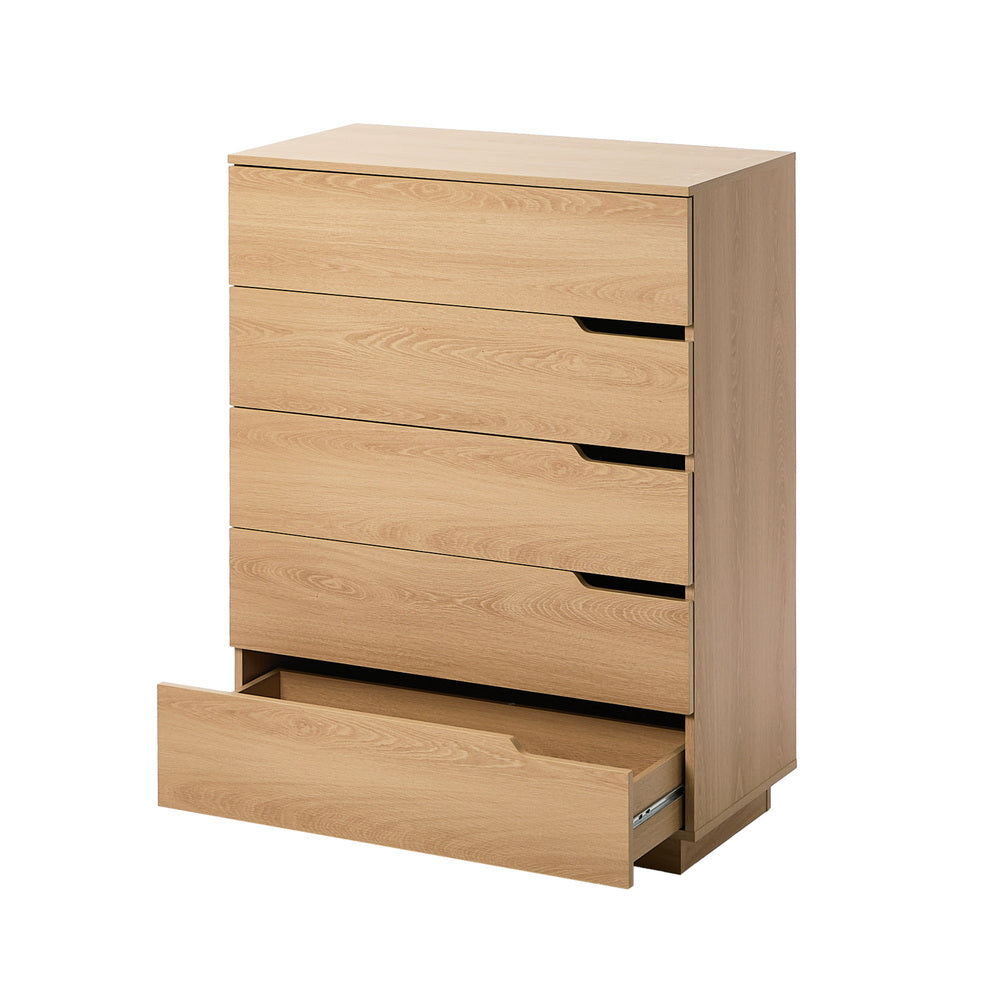 5 Chest of Drawers Dresser Tallboy Storage Cabinet Natural