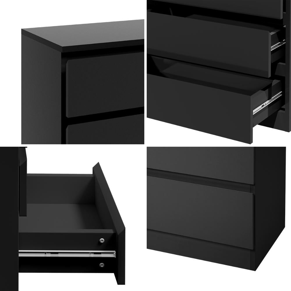 3 Chest of Drawers Lowboy Dresser Table Black
