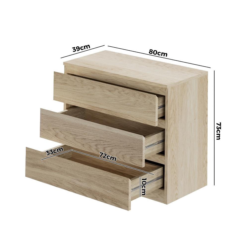 3 Chest of Drawers Lowboy Dresser Table Natural