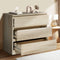 Oikiture 3 Drawer Chest of Drawers Lowboy Dresser Storage Cabinet Natural