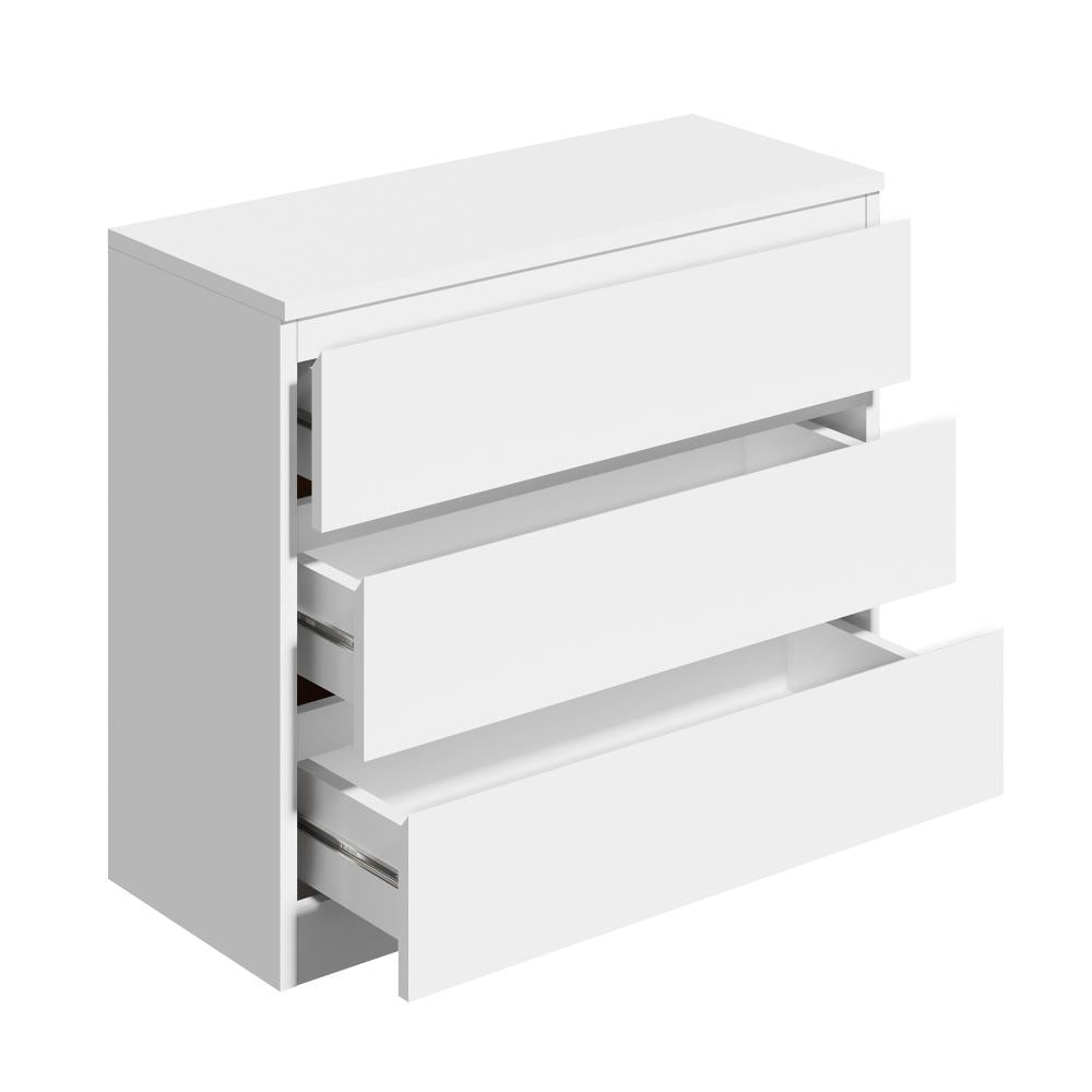 3 Chest of Drawers Lowboy Handle-Free White