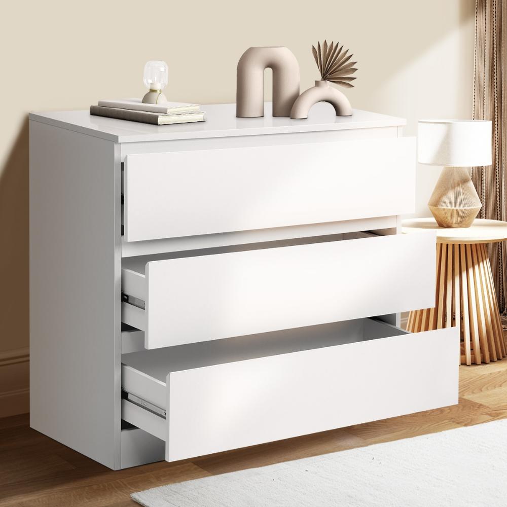 3 Chest of Drawers Lowboy Handle-Free White