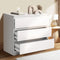 Oikiture 3 Drawer Chest of Drawers White Handle Free Lowboy Storage Cabinet