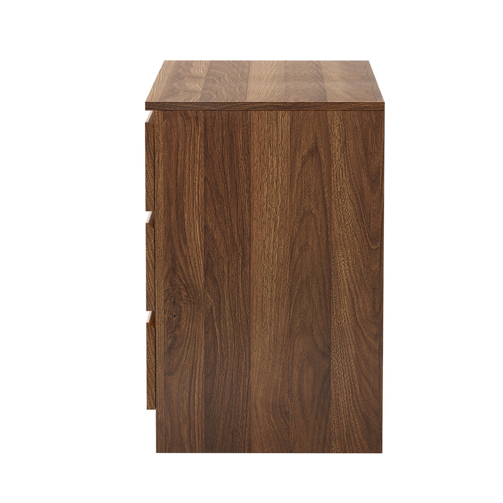 Oikiture 3 Chest of Drawers Lowboy Dresser Cabinet Bedroom Walnut