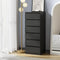 Oikiture 6 Drawer Tallboy Chest of Drawers Storage Cabinet Black