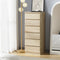 Oikiture 6 Drawer Tallboy Chest of Drawers Storage Cabinet Natural