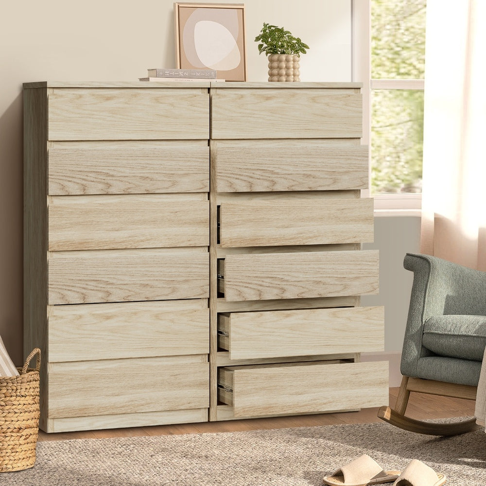 6 Chest of Drawers Tallboy Dresser Table Natural