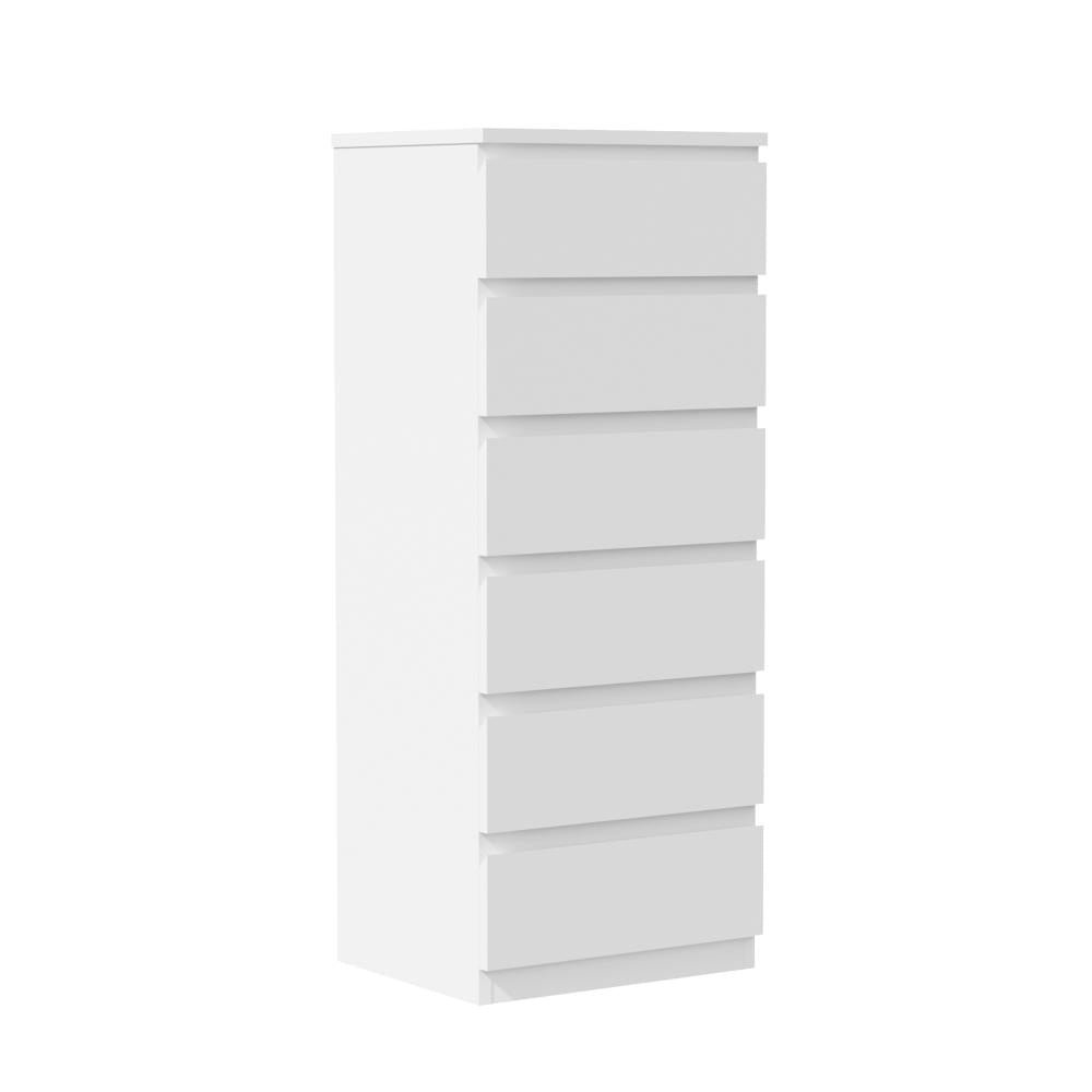 6 Chest of Drawers Lowboy Handle-Free White