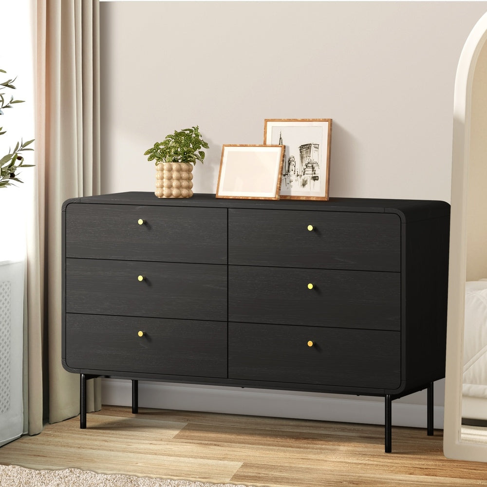 6 Chest of Drawers Tallboy Storage Cabinet Dresser Black