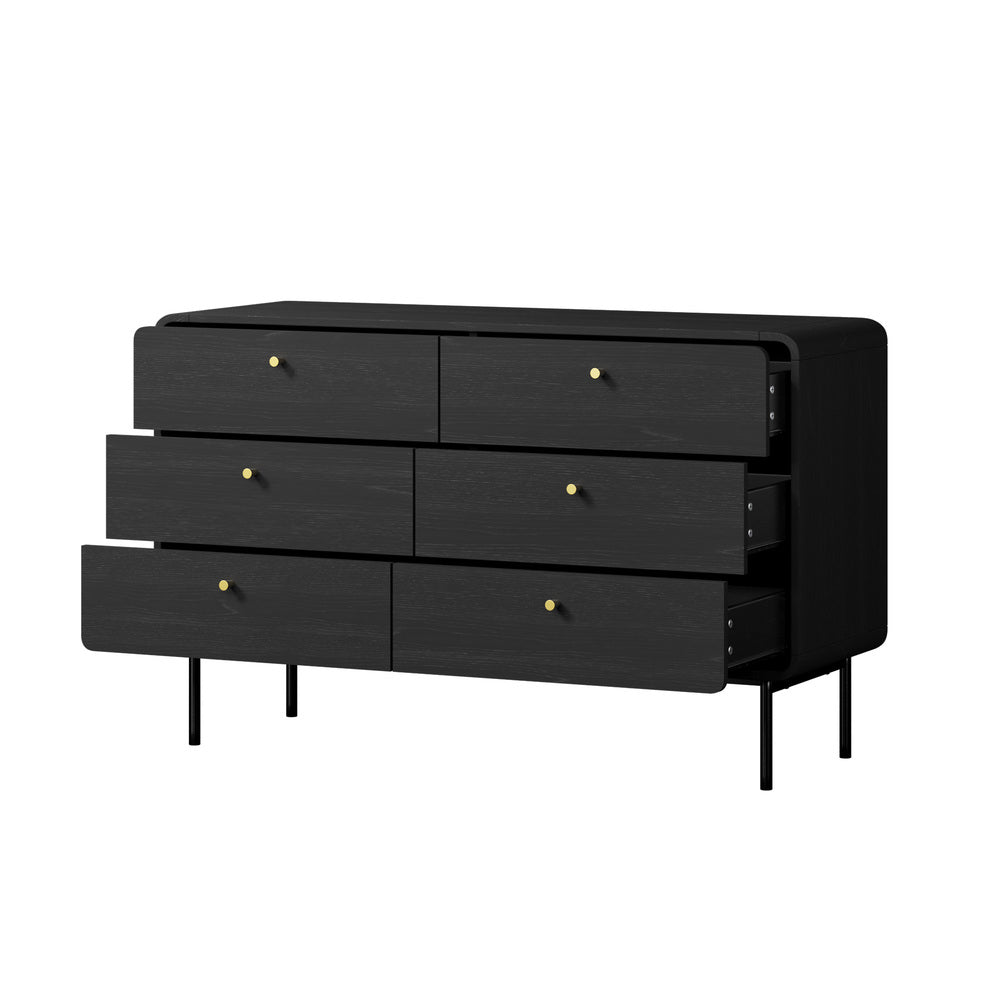 6 Chest of Drawers Tallboy Storage Cabinet Dresser Black