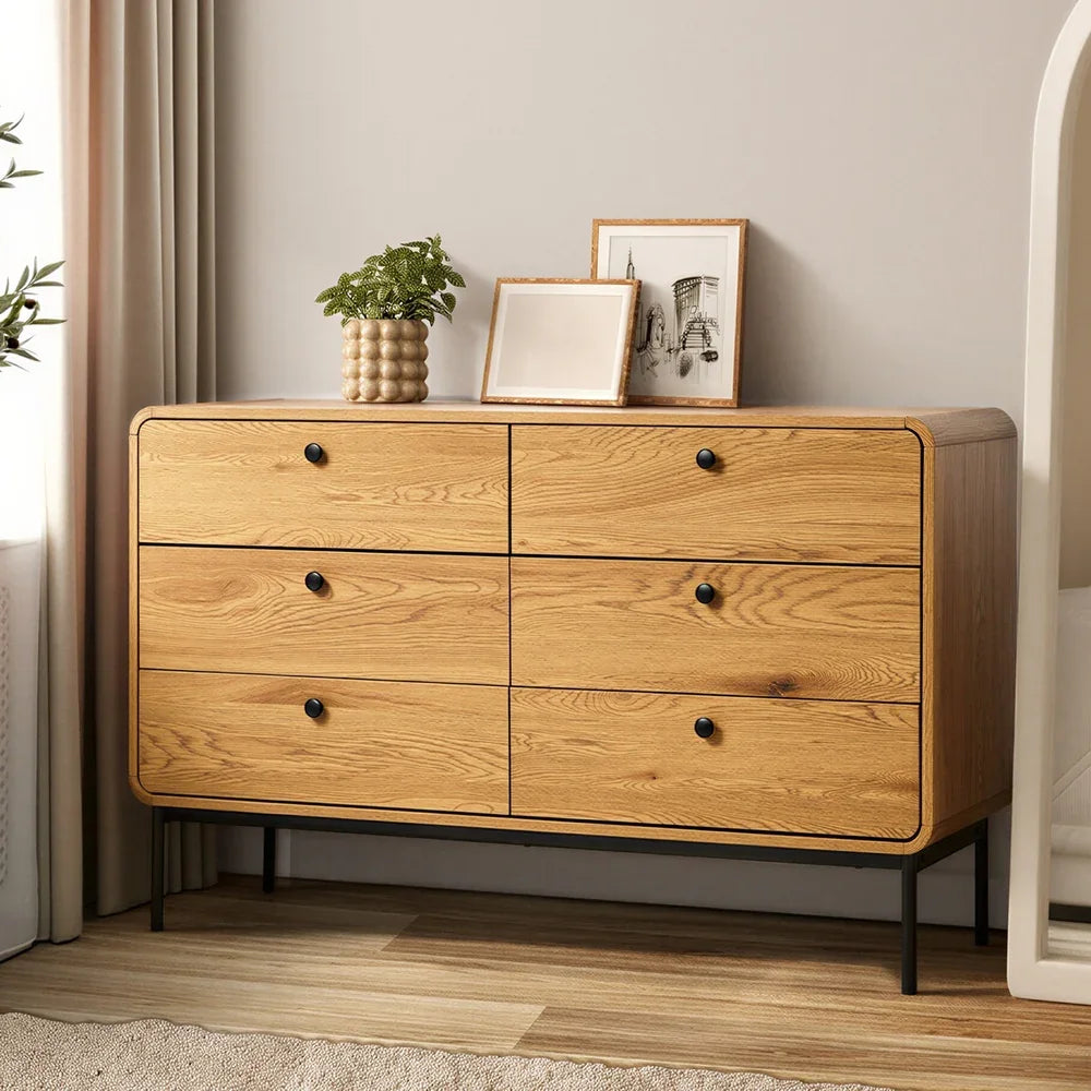 6 Chest of Drawers Tallboy Storage Cabinet Dresser Natural