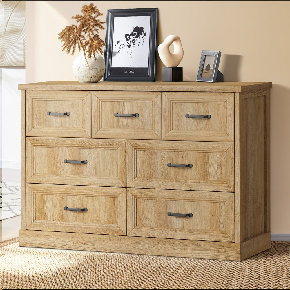 7 Chest of Drawers Bedside Dresser Tallboy Storage Natural