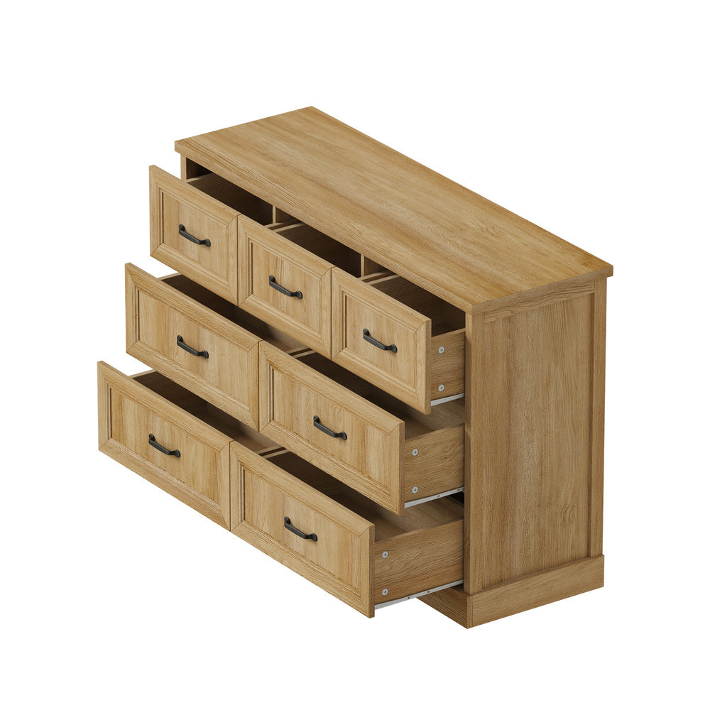 7 Chest of Drawers Bedside Dresser Tallboy Storage Natural