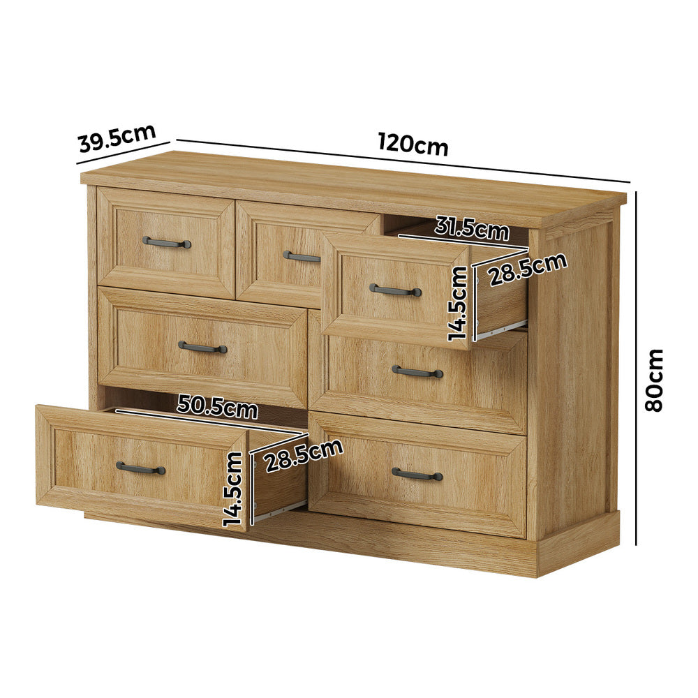 7 Chest of Drawers Bedside Dresser Tallboy Storage Natural