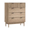 Chest of Drawers 5‑Drawer Tallboy – Natural Woodgrain with Stripe Texture