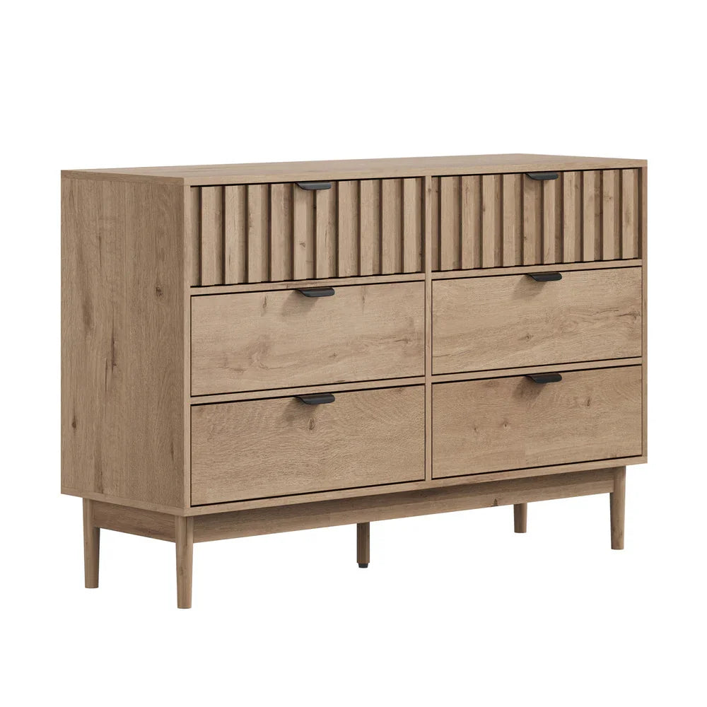 6 Chest of Drawers Dresser Storage Cabinet Lowboy Natural