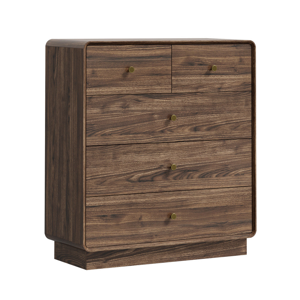 5 Chest Of Drawers Tallboy Storage Walnut