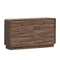 Oikiture 6 Drawer Lowboy Chest of Drawers 120cm, Metal Handle Dresser, Walnut