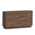Oikiture 6 Drawer Lowboy Chest of Drawers 120cm, Metal Handle Dresser, Walnut