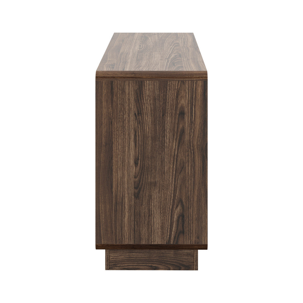 Oikiture 6 Drawer Lowboy Chest of Drawers 120cm, Metal Handle Dresser, Walnut