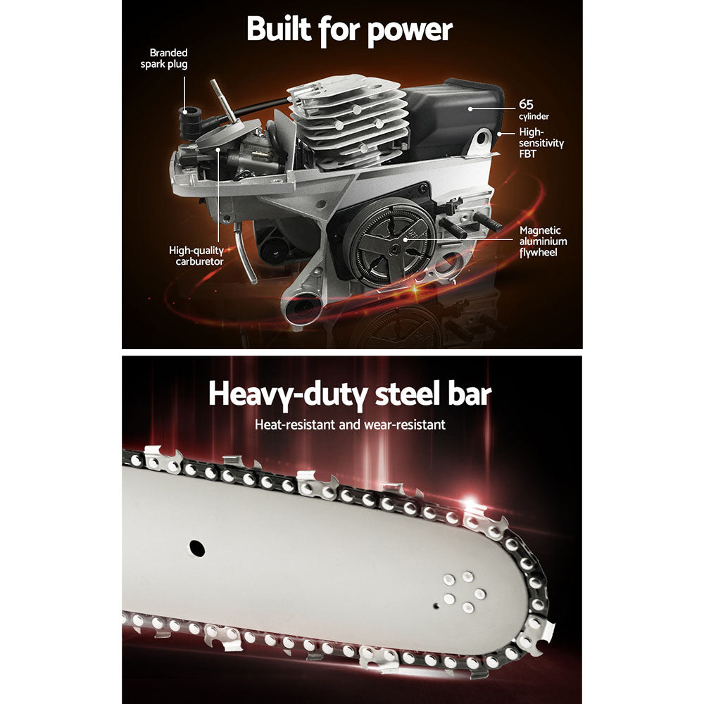 65cc Chainsaw – 24" Bar, Easy‑Start Double Recoil, Commercial Grade