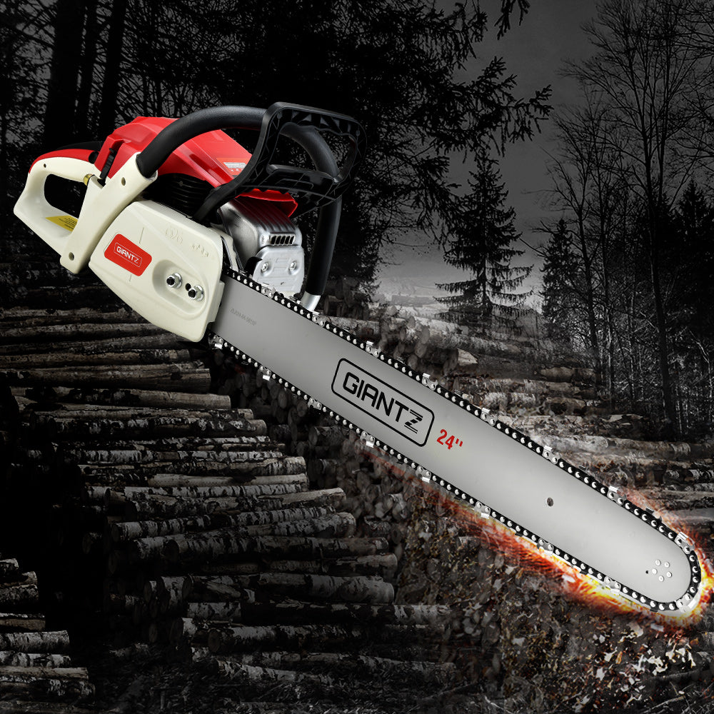 65cc Petrol Chainsaw 24 Inch Bar Chain Saw Tree Pruner 2 Stroke E-Start