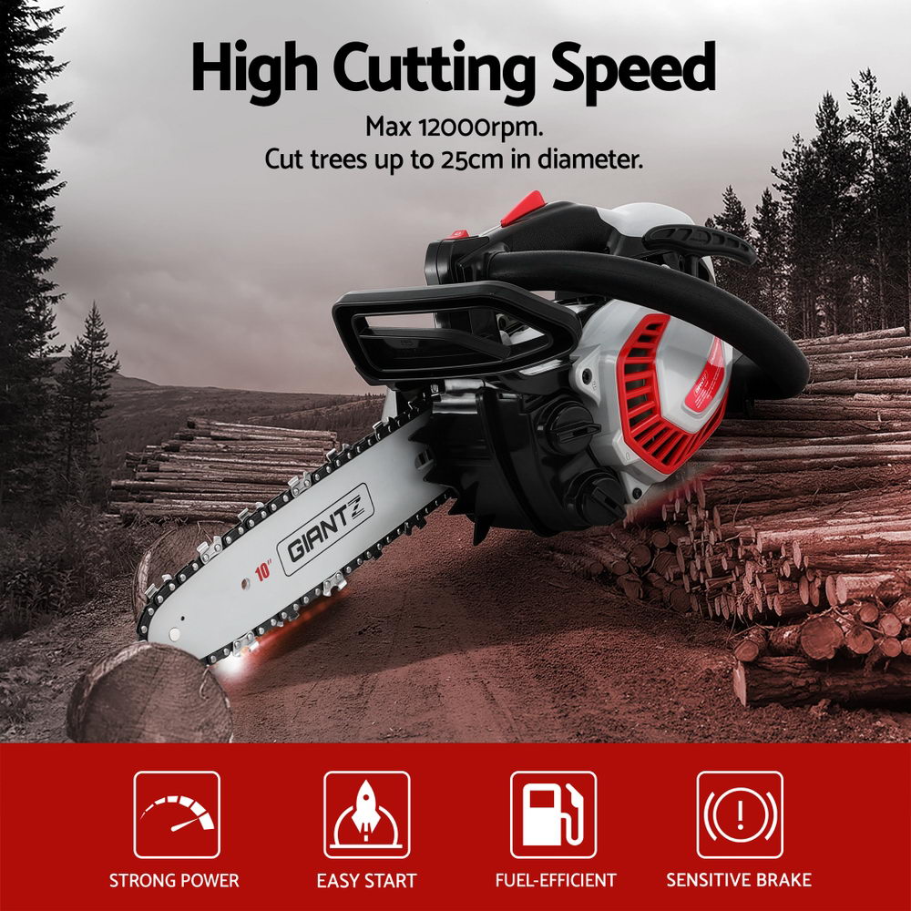 25CC Petrol Chainsaw 10'' Bar Chain Saw Lightweight for Pruning Cutting