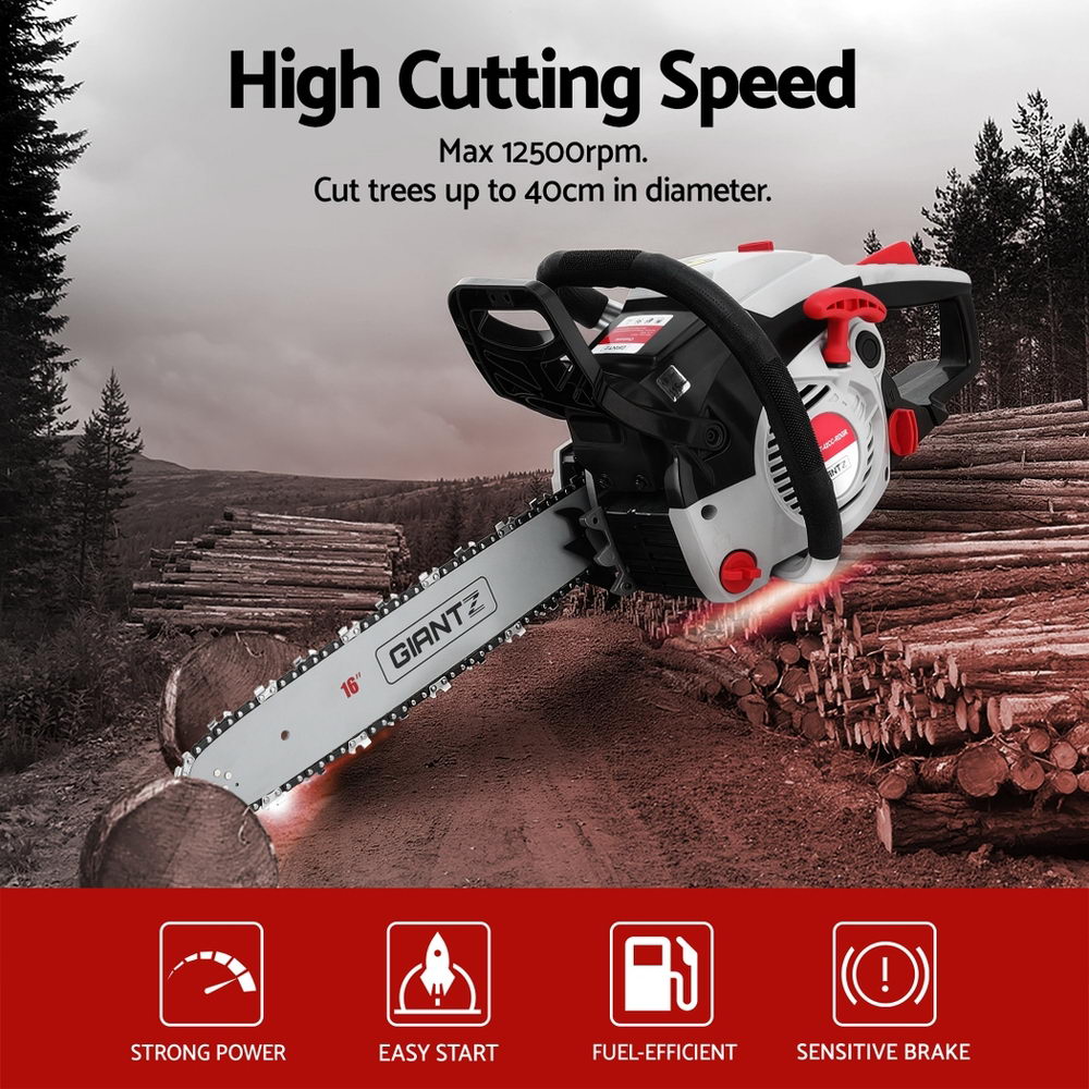 42CC Petrol Chainsaw 16'' Bar Chain Saw Lightweight for Pruning Cutting
