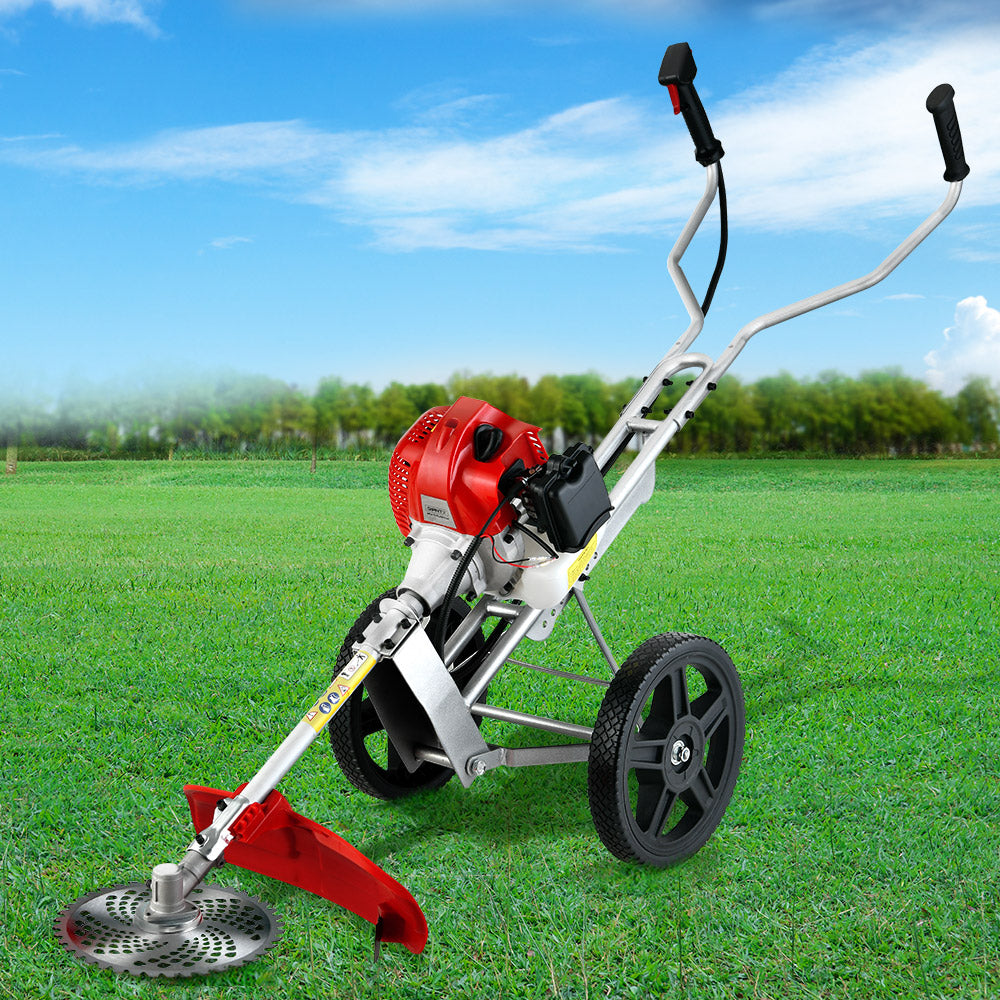 52cc Petrol Brush Cutter Whipper Saw Trimmer 2 Stroke 3-in-1 Wheel