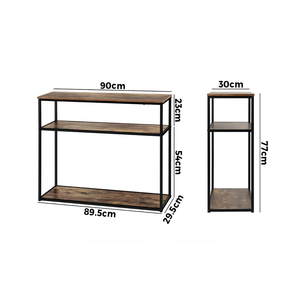 Hall Console Table 3 Tiers Shelves Metal&Wooden