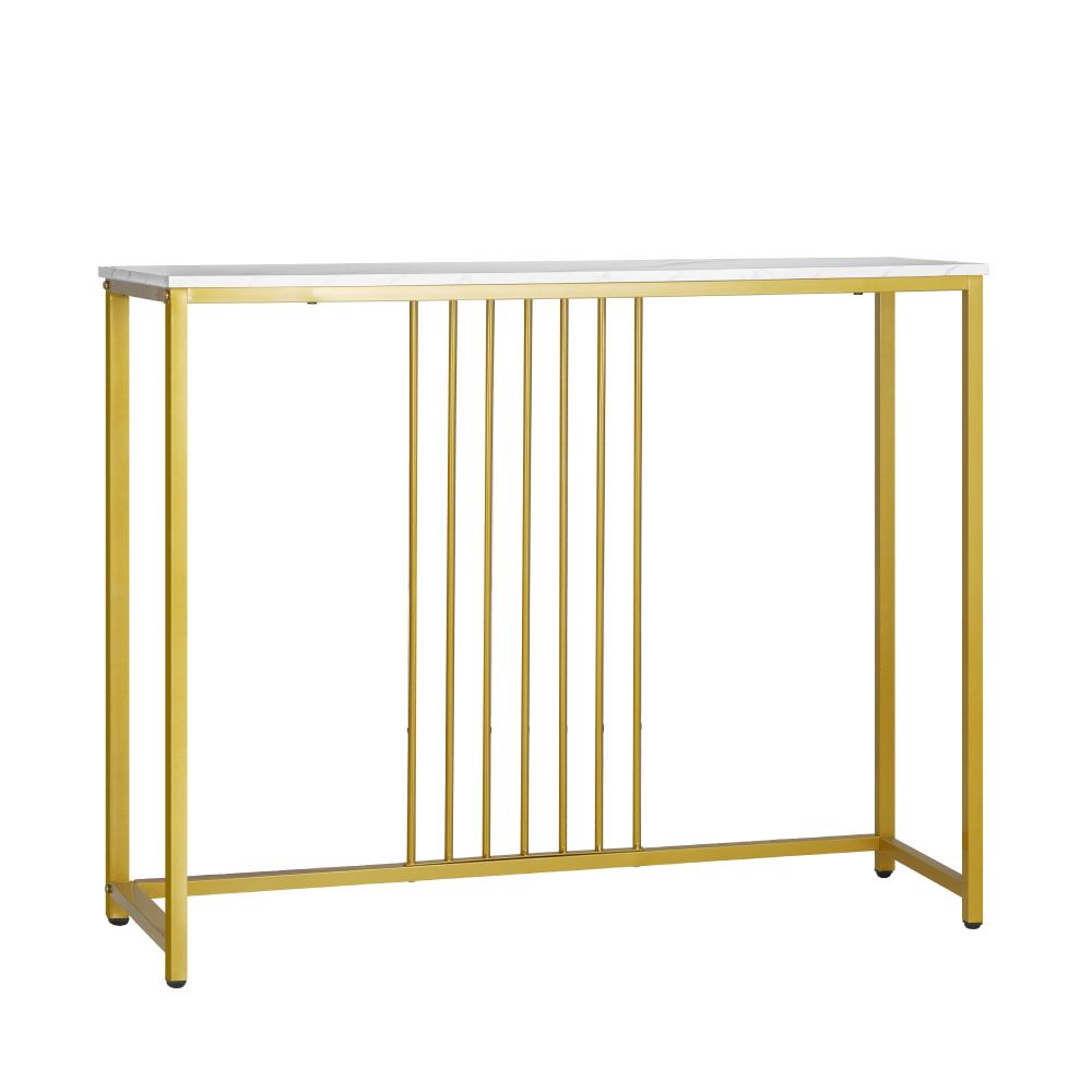 Console Table Marble-like Tabletop Steel Frame