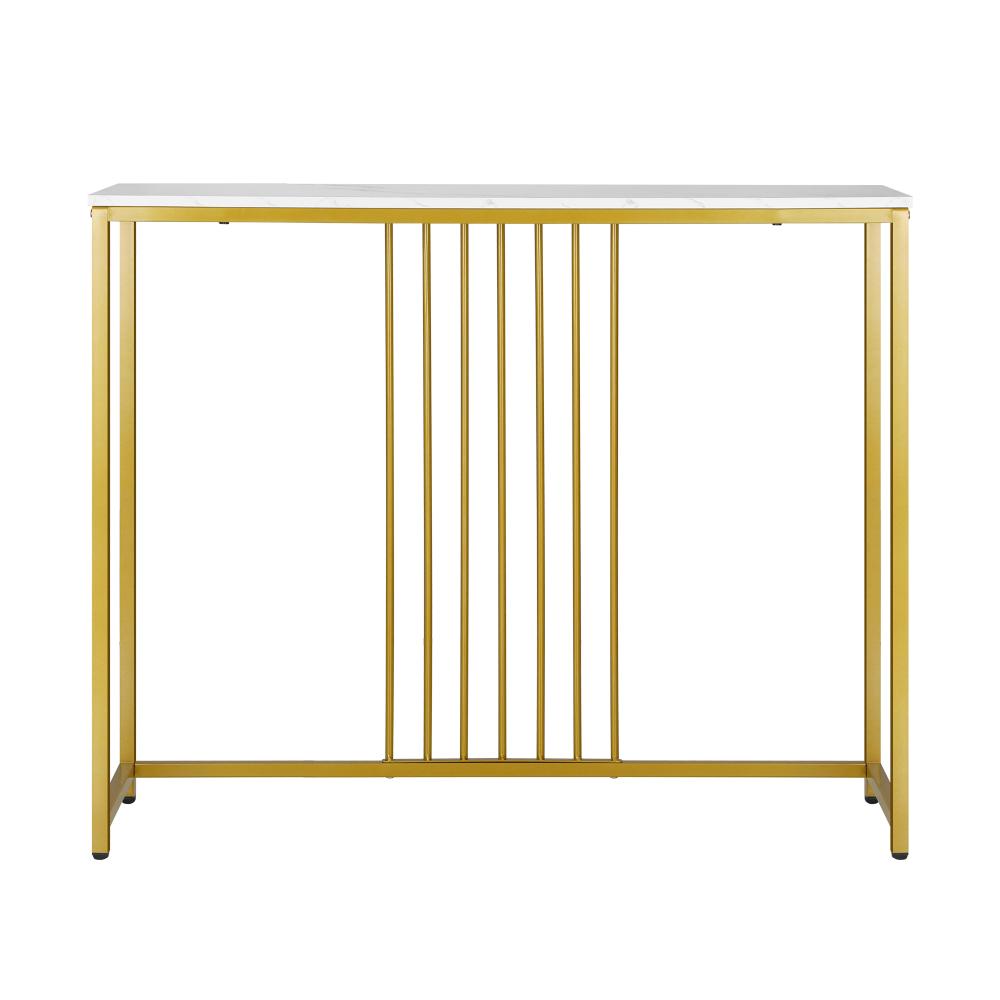 Console Table Marble-like Tabletop Steel Frame