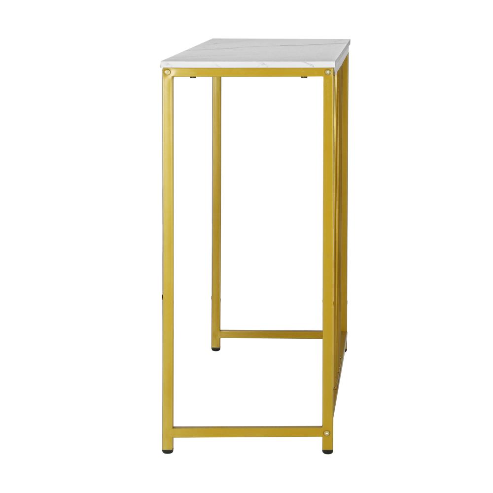 Console Table Marble-like Tabletop Steel Frame