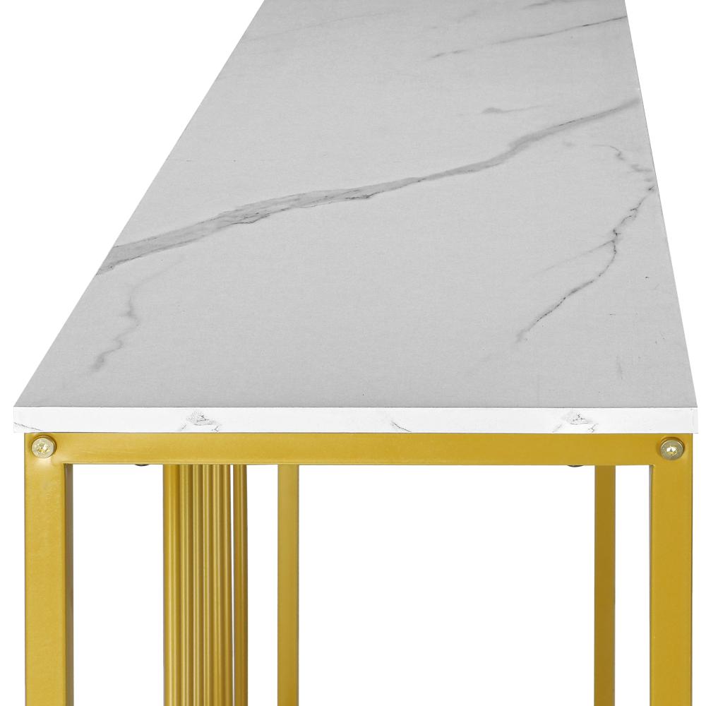 Console Table Marble-like Tabletop Steel Frame